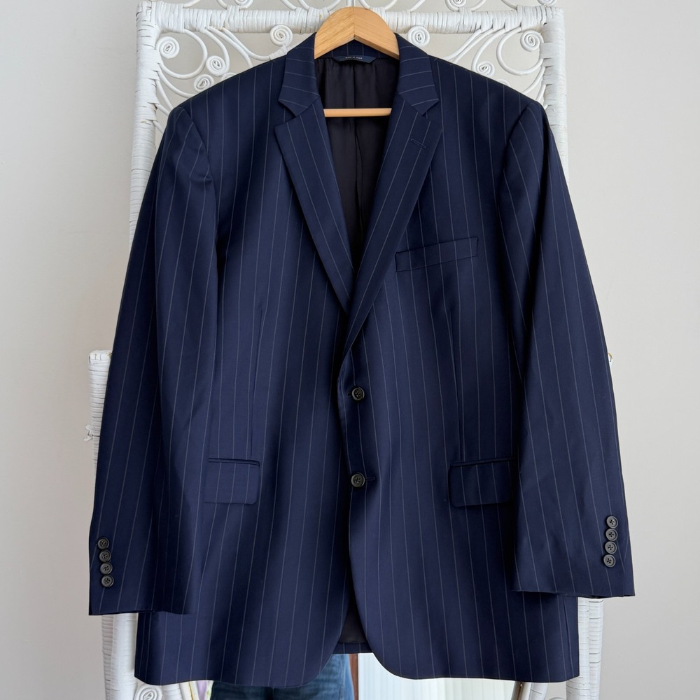 Brooks Brothers Blazer Mens 46R Navy Stripe Wool 1818 Madison Vitale Italy Made